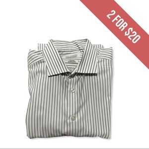 Collection by Michael Strahan White & Blue Striped Dress Shirt- 18 NEck 34-35